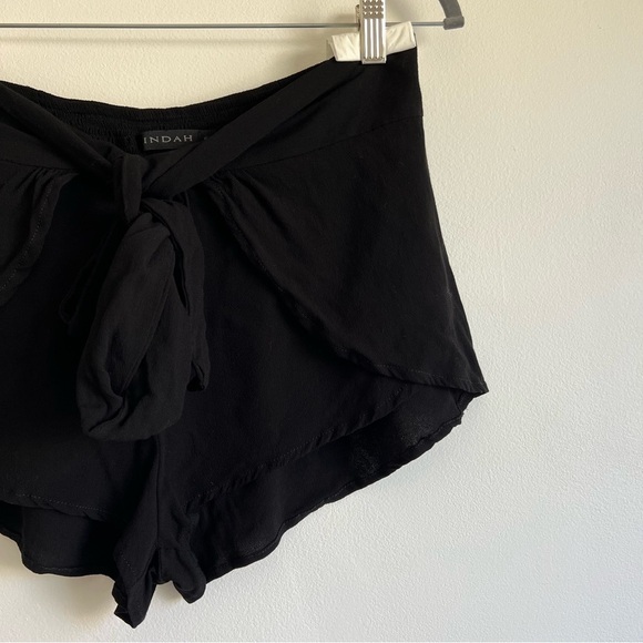 Indah Palm Tie Front Wrap Shorts in Black - Picture 7 of 14